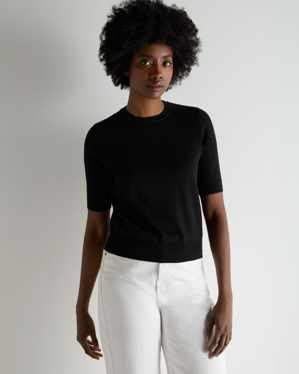 N.Peal Women's Cotton Cashmere T-Shirt Black