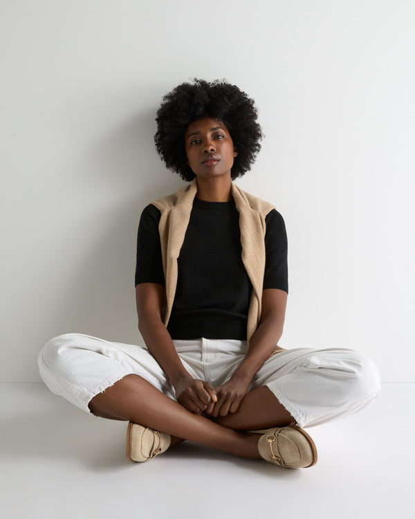 N.Peal Women's Cotton Cashmere T-Shirt Black