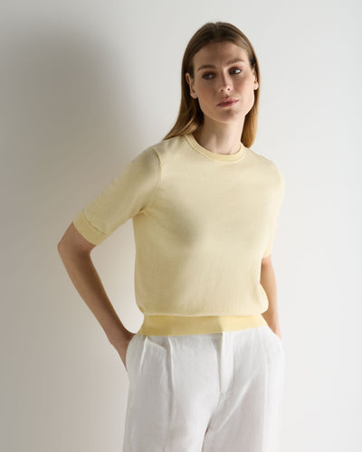N.Peal Women's Cotton Cashmere T-Shirt Lemon Yellow