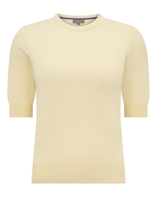 N.Peal Women's Cotton Cashmere T-Shirt Lemon Yellow