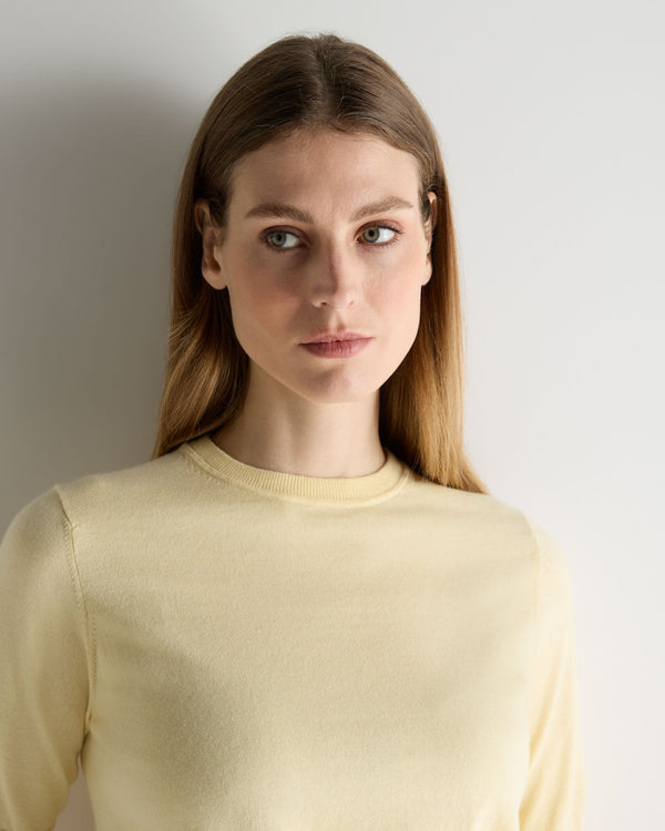 N.Peal Women's Cotton Cashmere T-Shirt Lemon Yellow