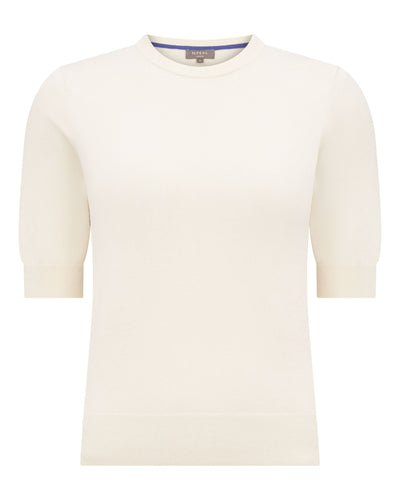 N.Peal Women's Cotton Cashmere T-Shirt New Ivory White