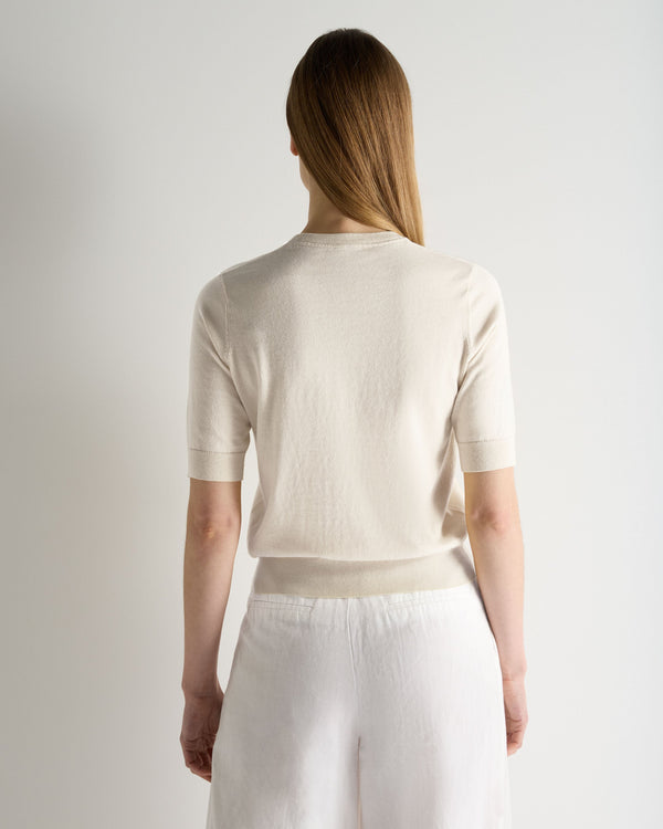 N.Peal Women's Cotton Cashmere T-Shirt New Ivory White
