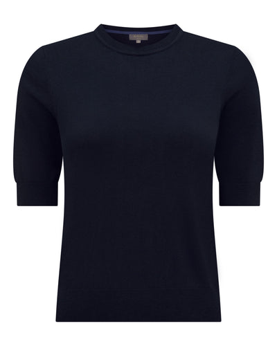 N.Peal Women's Cotton Cashmere T-Shirt Navy Blue