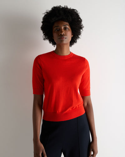 N.Peal Women's Cotton Cashmere T-Shirt Tomato Red