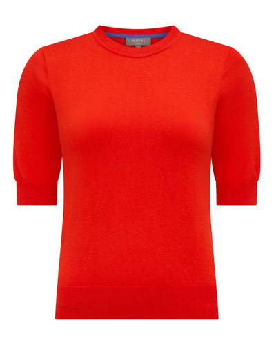 N.Peal Women's Cotton Cashmere T-Shirt Tomato Red