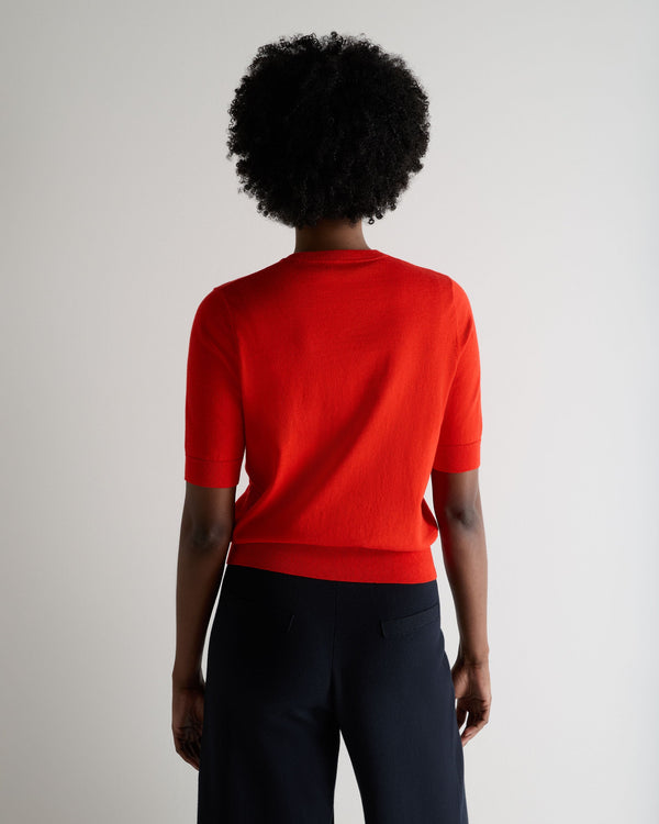 N.Peal Women's Cotton Cashmere T-Shirt Tomato Red