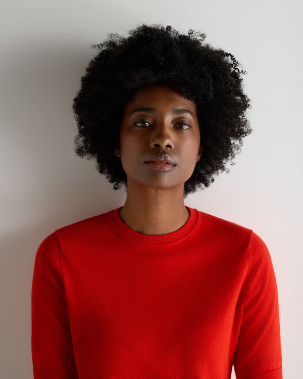 N.Peal Women's Cotton Cashmere T-Shirt Tomato Red