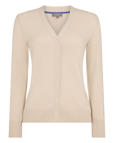 N.Peal Women's Cotton Cashmere Cardigan Natural Brown