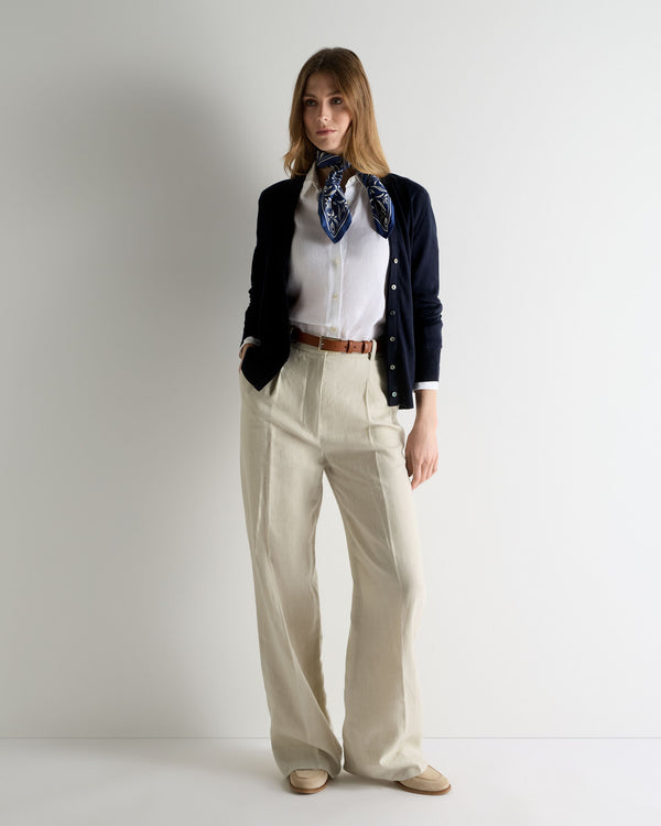 N.Peal Women's Cotton Cashmere Cardigan Navy Blue