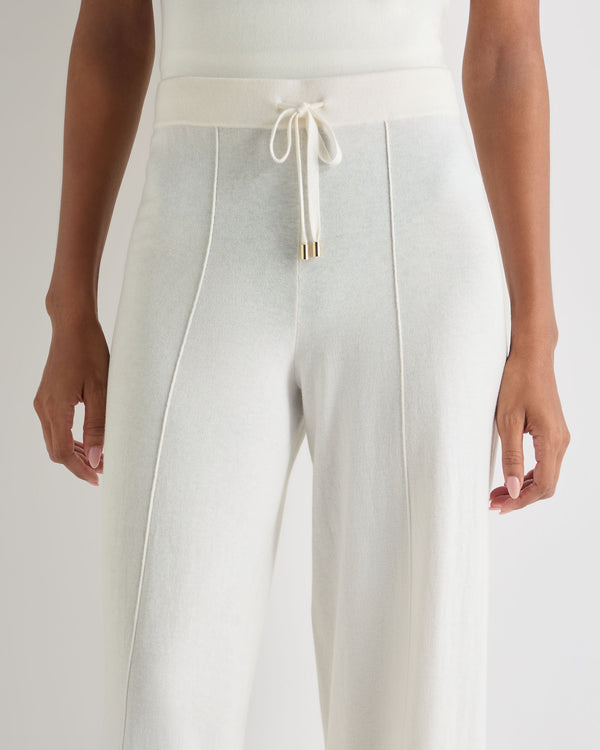 N.Peal Women's Cotton Cashmere Trouser New Ivory White