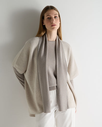 N.Peal Women's Metal Rib Cashmere Cardigan Pebble Grey