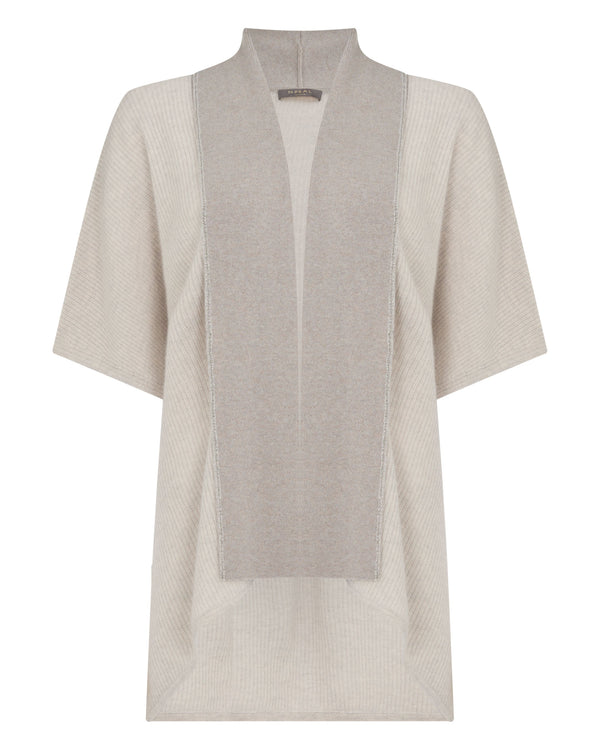 N.Peal Women's Metal Rib Cashmere Cardigan Pebble Grey