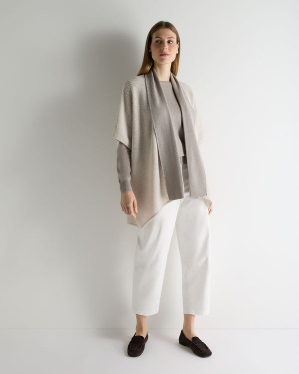 N.Peal Women's Metal Rib Cashmere Cardigan Pebble Grey