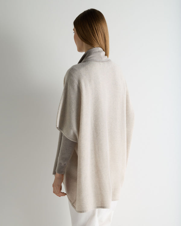 N.Peal Women's Metal Rib Cashmere Cardigan Pebble Grey