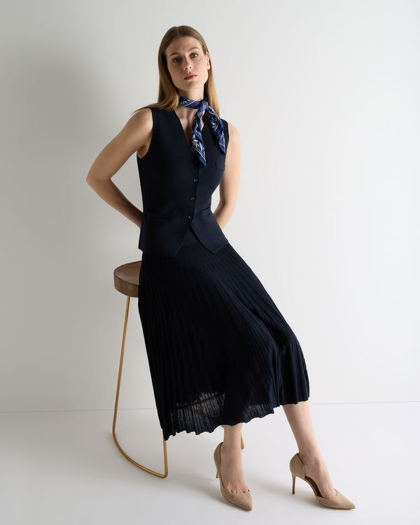 N.Peal Women's Mila Cotton Cashmere Silk Waistcoat Navy Blue