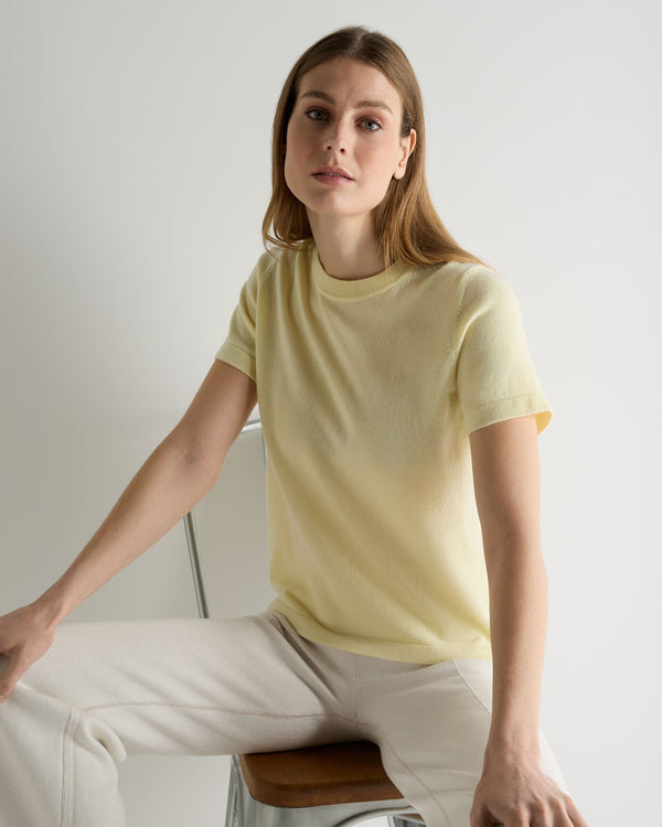 N.Peal Women's Lottie Cashmere T-Shirt Butter Yellow