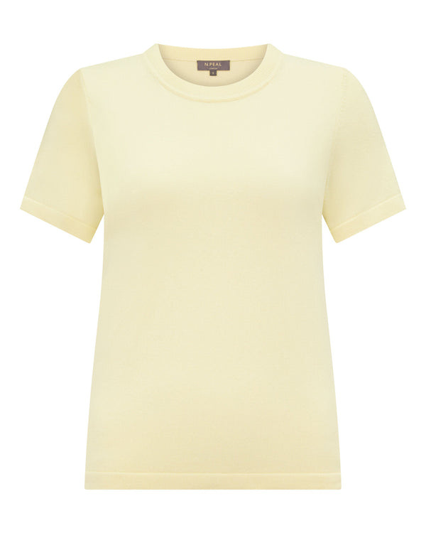 N.Peal Women's Lottie Cashmere T-Shirt Butter Yellow