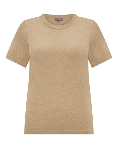 N.Peal Women's Lottie Cashmere T-Shirt Cappuccino Brown