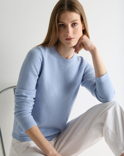N.Peal Women's Hallie Round Neck Cashmere Jumper Sea Mist Blue