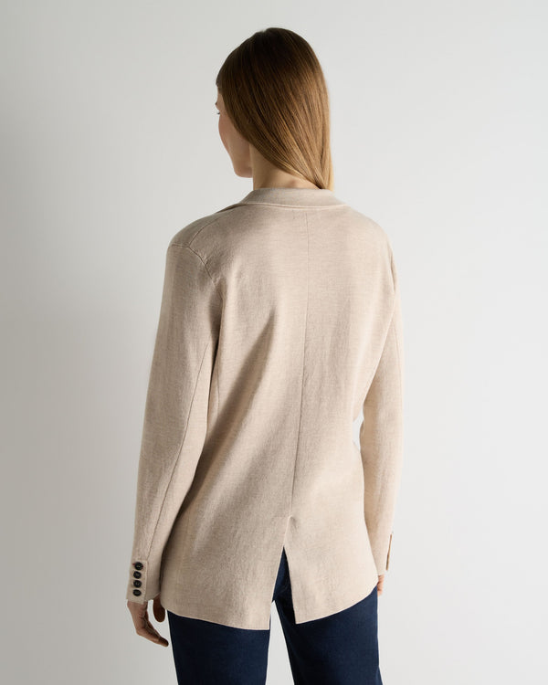N.Peal Women's Superfine Cashmere Silk Blazer Sandstone Brown