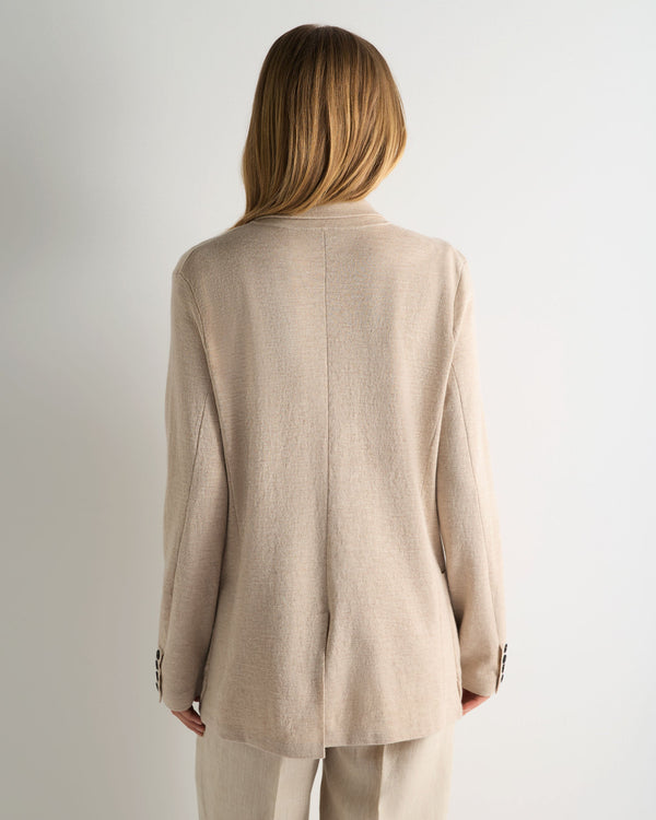 N.Peal Women's Superfine Cashmere Silk Blazer Sandstone Brown