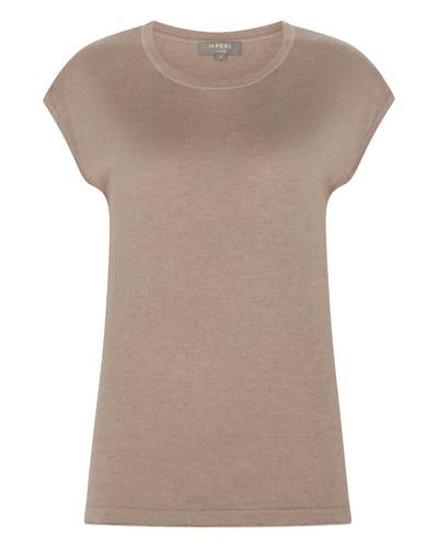 N.Peal Women's Roche Silk Blend Top Mink Brown