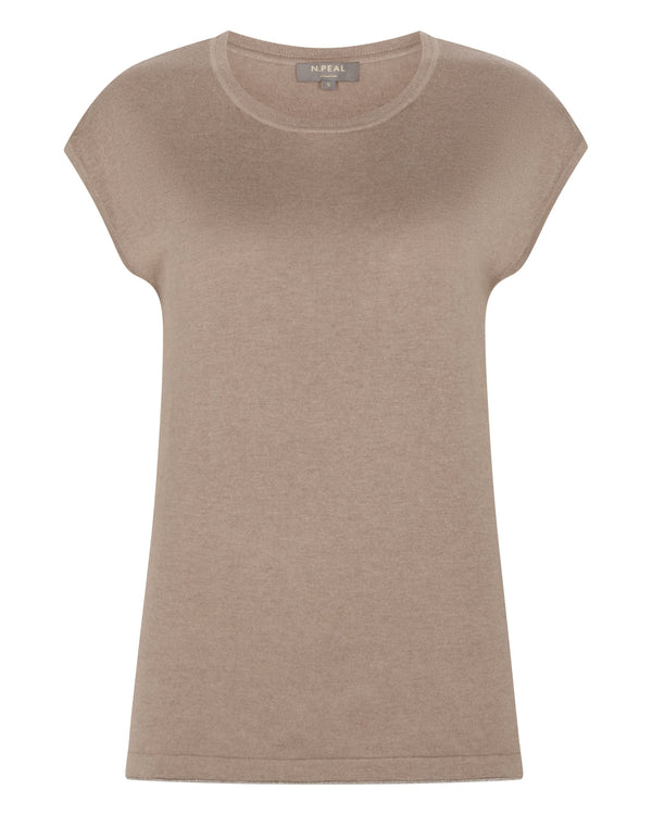 N.Peal Women's Roche Silk Blend Top Mink Brown