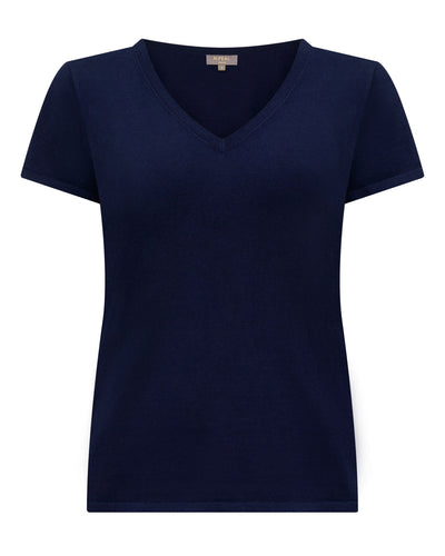 N.Peal Women's Selene Linen Blend Top Deep French Blue