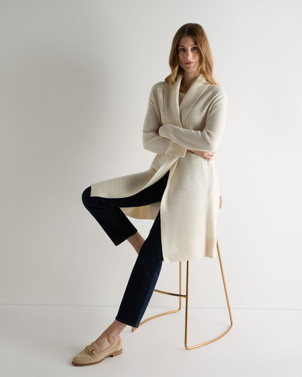 N.Peal Women's Abbey Cashmere Cardigan New Ivory White