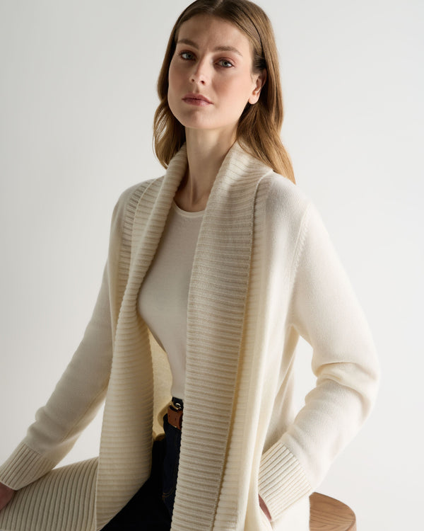 N.Peal Women's Abbey Cashmere Cardigan New Ivory White