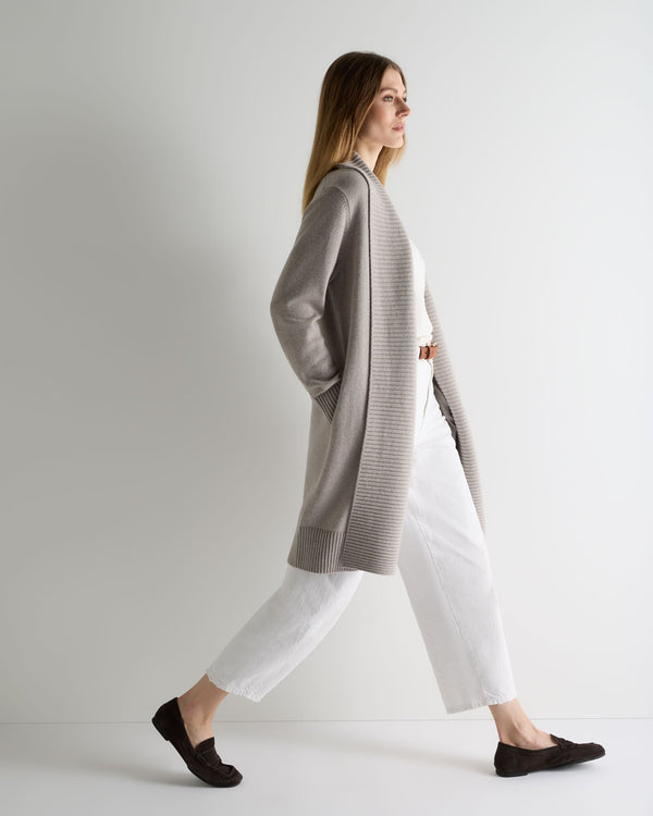 N.Peal Women's Abbey Cashmere Cardigan Oat Grey