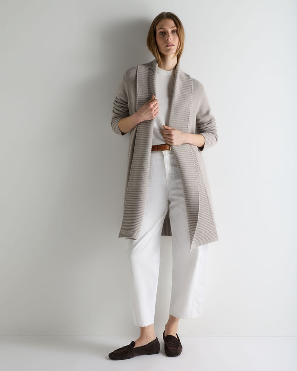 N.Peal Women's Abbey Cashmere Cardigan Oat Grey