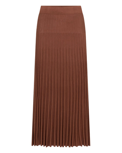 N.Peal Women's Superfine Pleated Cashmere Silk Skirt Henna Brown