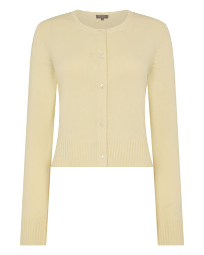 N.Peal Women's Chunky Crop Cashmere Cardigan Butter Yellow