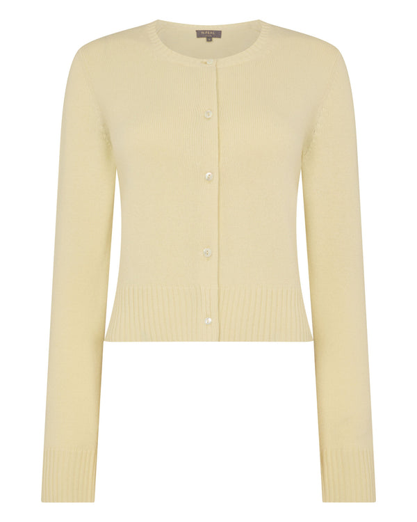 N.Peal Women's Chunky Crop Cashmere Cardigan Butter Yellow