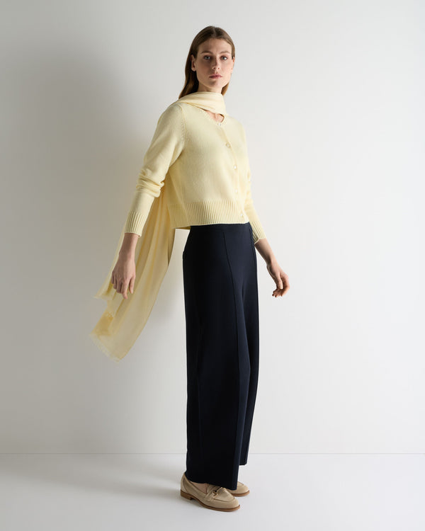 N.Peal Women's Chunky Crop Cashmere Cardigan Butter Yellow