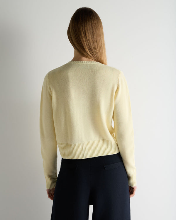 N.Peal Women's Chunky Crop Cashmere Cardigan Butter Yellow