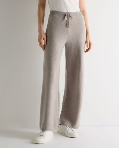 N.Peal Women's Honeycomb Knit Cashmere Trouser Oat Grey