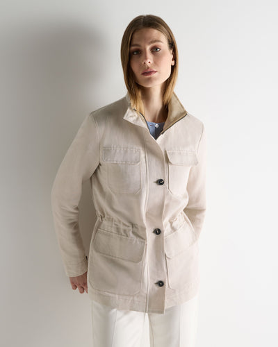 N.Peal Women's Avola Linen Blend Jacket Stone Brown