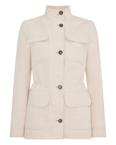 N.Peal Women's Avola Linen Blend Jacket Stone Brown