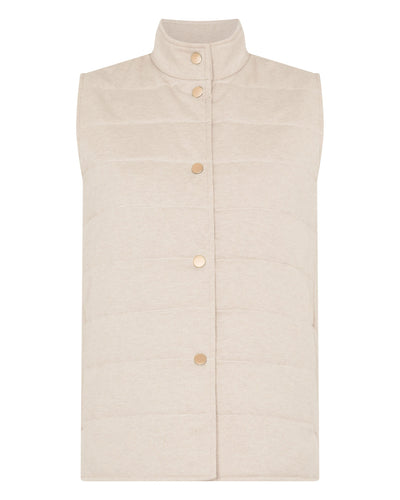 N.Peal Women's Button Through Quilted Gilet Sandstone Brown