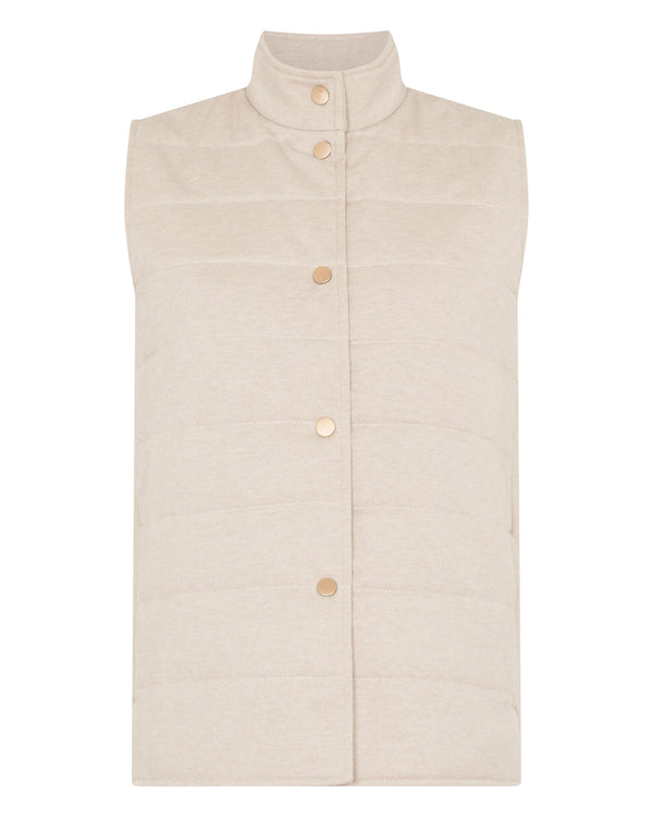 N.Peal Women's Button Through Quilted Gilet Sandstone Brown