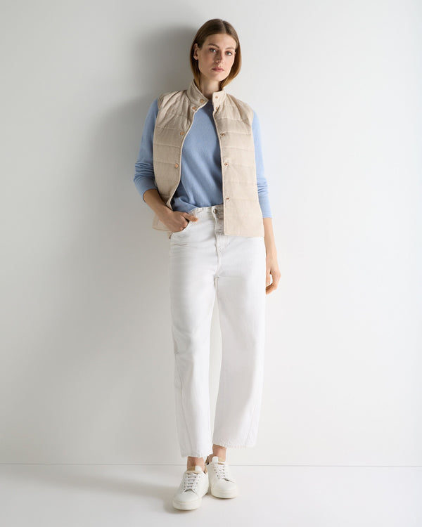 N.Peal Women's Button Through Quilted Gilet Sandstone Brown