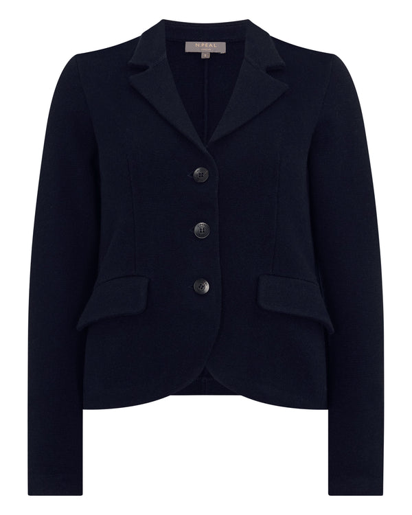 N.Peal Women's Wool Cashmere Utility Blazer Navy Blue