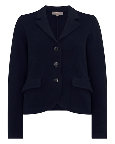 N.Peal Women's Wool Cashmere Utility Blazer Navy Blue