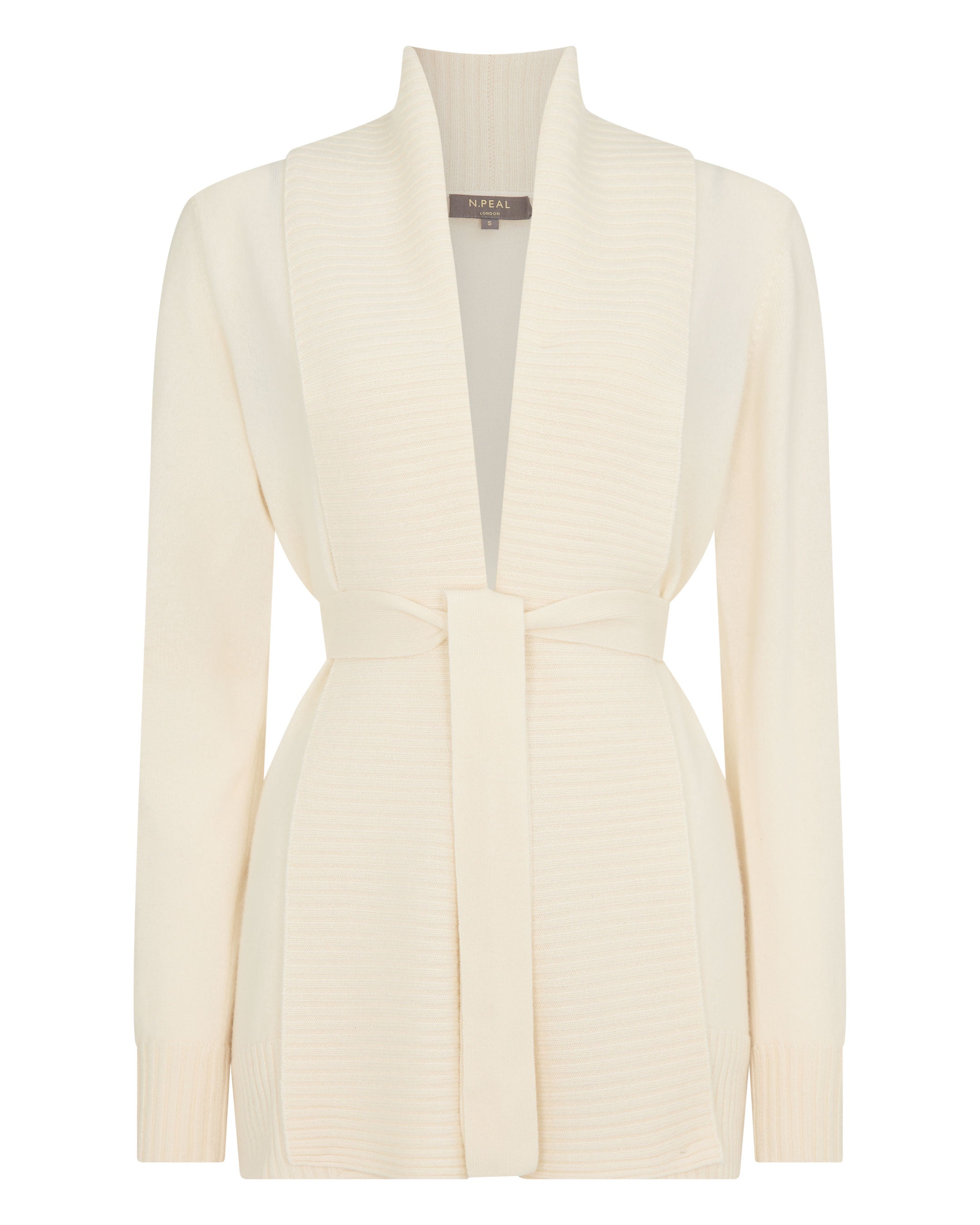Engineered Rib Placket Women's Rib Placket Cashmere Cardigan New Ivory White | N.Peal