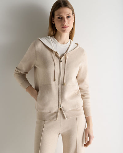 N.Peal Women's Double Faced Cotton Blend Hoodie Sandstone Brown