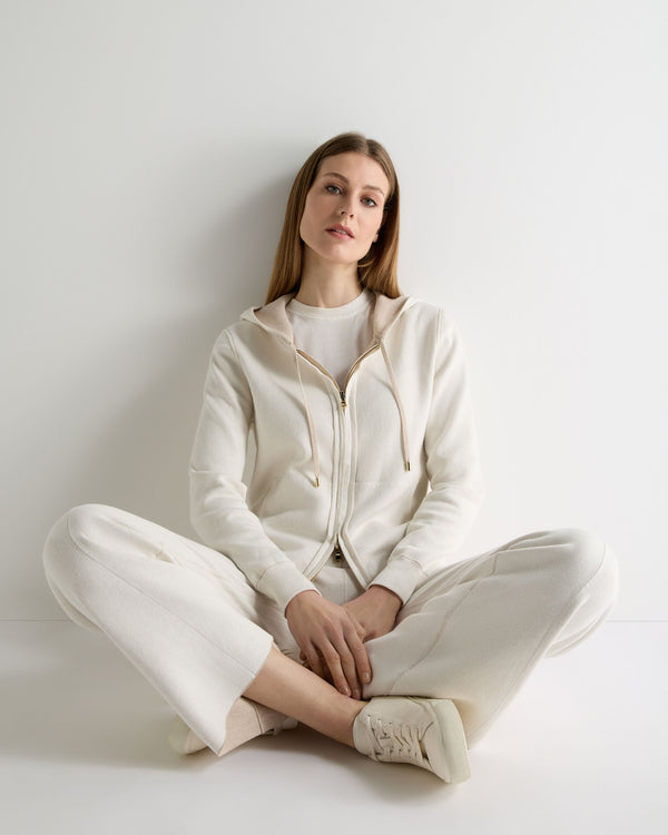 N.Peal Women's Double Faced Cotton Blend Hoodie Sandstone Brown