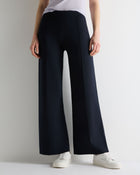 Women's Double Faced Cotton Blend Trousers Navy Blue